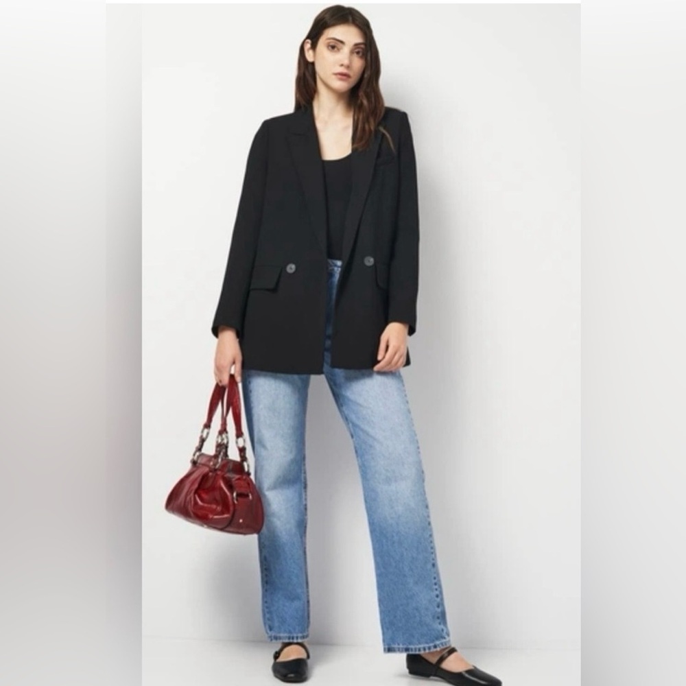 ZARA Blazer Relaxed Fit Lightweight In Black Size XS